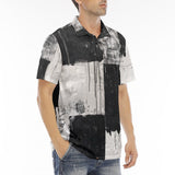 Men's Polo Shirt Black And White Modern Art Abstraction