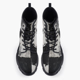 Casual Leather Chunky Boots Black And White Modern Art Abstraction