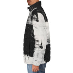 Down-Padded Puffer Jacket Black And White Modern Art Abstraction