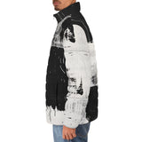 Down-Padded Puffer Jacket Black And White Modern Art Abstraction