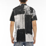 Men's Polo Shirt Black And White Modern Art Abstraction