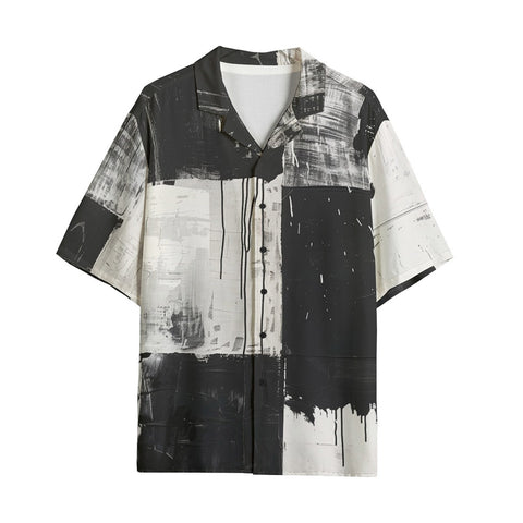 Hawaiian Shirt Black And White Modern Art Abstraction