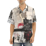 Hawaiian Shirt Modern Art Abstraction Black White and Red