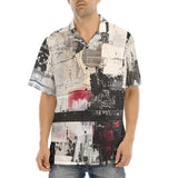 Hawaiian Shirt Modern Art Abstraction Black White and Red