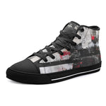 High-Top Canvas Shoes Modern Art Abstraction Black White and Red