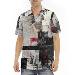 Men's Polo Shirt Modern Art Abstraction Black White and Red
