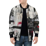 Bomber Jacket Modern Art Abstraction Black White and Red