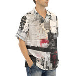 Hawaiian Shirt Modern Art Abstraction Black White and Red