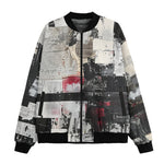 Bomber Jacket Modern Art Abstraction Black White and Red