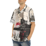 Hawaiian Shirt Modern Art Abstraction Black White and Red