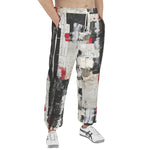Men's Sweatpants Modern Art Abstraction Black White and Red