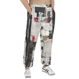 Men's Sweatpants Modern Art Abstraction Black White and Red