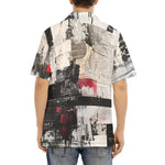 Hawaiian Shirt Modern Art Abstraction Black White and Red