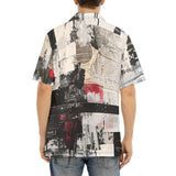 Hawaiian Shirt Modern Art Abstraction Black White and Red