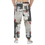 Men's Sweatpants Modern Art Abstraction Black White and Red