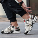 Air Cushion Sneakers Modern Art Abstraction Black White and Red