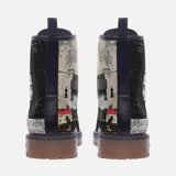 Leather Boots Modern Art Abstraction Black White and Red