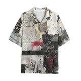 Hawaiian Shirt Modern Art Abstraction Black White and Red