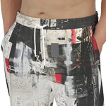 Men's Sweatpants Modern Art Abstraction Black White and Red
