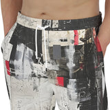Men's Sweatpants Modern Art Abstraction Black White and Red