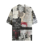 Hawaiian Shirt Modern Art Abstraction Black White and Red