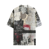 Hawaiian Shirt Modern Art Abstraction Black White and Red