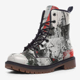 Leather Boots Modern Art Abstraction Black White and Red