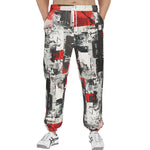 Men's Sweatpants Modern Art Abstraction Black White and Red