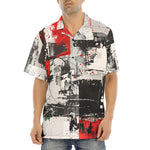 Hawaiian Shirt Modern Art Abstraction Black White and Red
