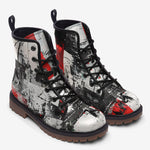 Leather Boots Modern Art Abstraction Black White and Red