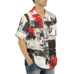 Hawaiian Shirt Modern Art Abstraction Black White and Red