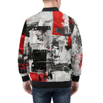 Bomber Jacket Modern Art Abstraction Black White and Red