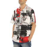 Hawaiian Shirt Modern Art Abstraction Black White and Red