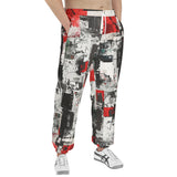 Men's Sweatpants Modern Art Abstraction Black White and Red