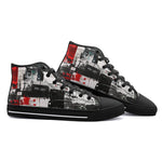 High-Top Canvas Shoes Modern Art Abstraction Black White and Red