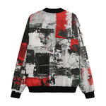 Bomber Jacket Modern Art Abstraction Black White and Red