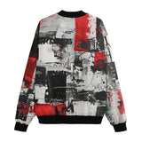Bomber Jacket Modern Art Abstraction Black White and Red