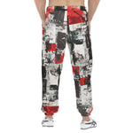 Men's Sweatpants Modern Art Abstraction Black White and Red