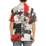 Hawaiian Shirt Modern Art Abstraction Black White and Red