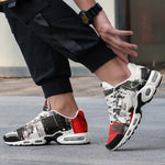 Air Cushion Sneakers Modern Art Abstraction Black White and Red