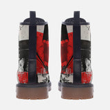 Leather Boots Modern Art Abstraction Black White and Red