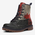 Leather Boots Modern Art Abstraction Black and Red