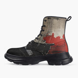 Casual Leather Chunky Boots Modern Art Abstraction Black and Red