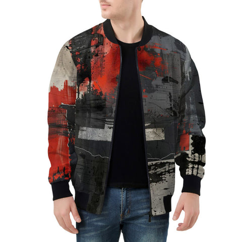Bomber Jacket Modern Art Abstraction Black and Red