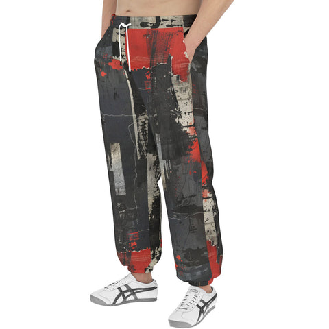 Men's Sweatpants Modern Art Abstraction Black and Red