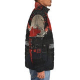 Down-Padded Puffer Jacket Modern Art Abstraction Black and Red