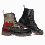 Leather Boots Modern Art Abstraction Black and Red