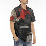 Men's Polo Shirt Modern Art Abstraction Black and Red