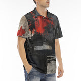 Men's Polo Shirt Modern Art Abstraction Black and Red