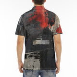 Men's Polo Shirt Modern Art Abstraction Black and Red